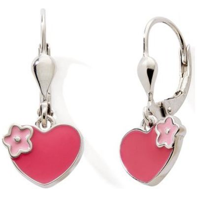 Boucles d'oreilles dormeuses Cœur-Fleur (argent 925)