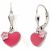 Variation Argenté, rose du produit Boucles d'oreilles dormeuses Cœur-Fleur (argent 925) de la marque Baby bijoux