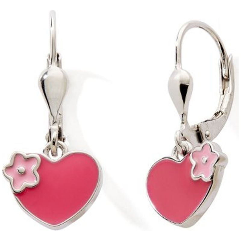 Boucles d'oreilles dormeuses Cœur-Fleur (argent 925) Baby bijoux Produit 1