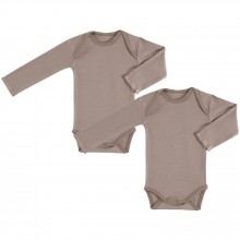 Lot de 2 bodies manches longues coton bio Jersey Coeurs marron chocolat (18 mois : 81 cm)  par P'tit Basile