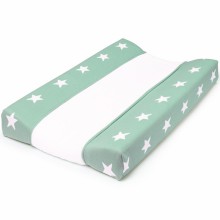 Housse de matelas à langer Star vert menthe et blanc (45 x 70 cm)  par Baby's Only