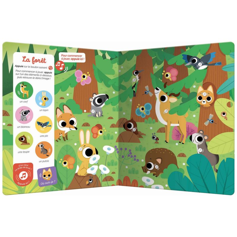 Livre sonore cherche et trouve des tout-petits Les animaux Auzou Editions Produit ouvert 2