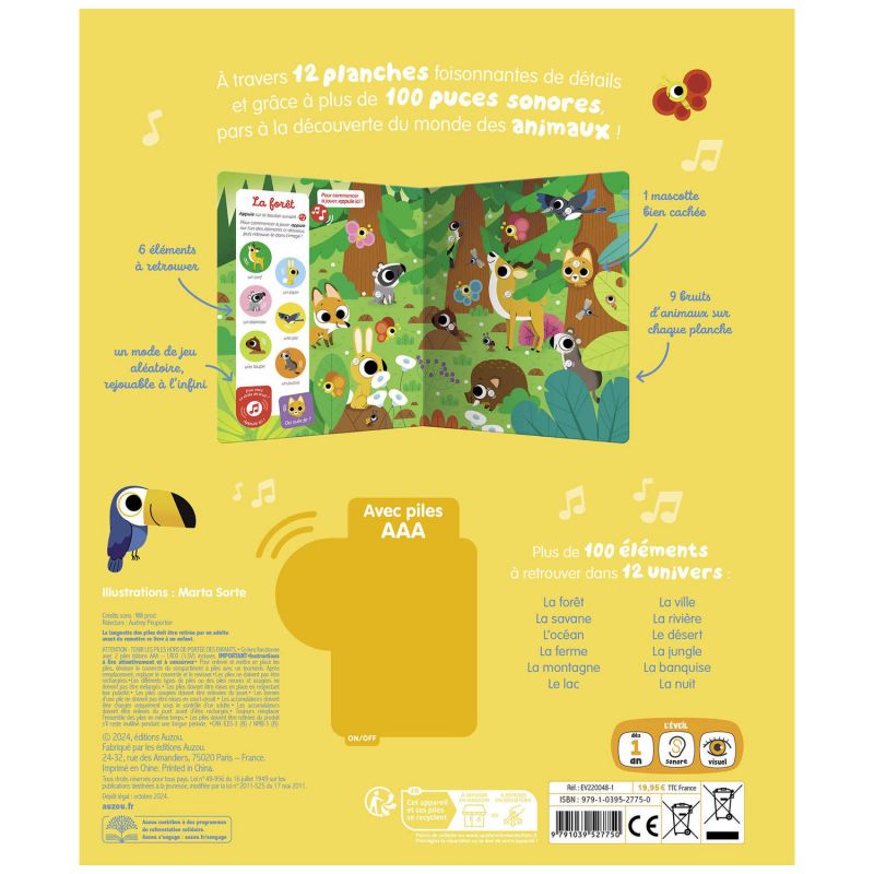 Livre sonore cherche et trouve des tout-petits Les animaux Auzou Editions Produit 4