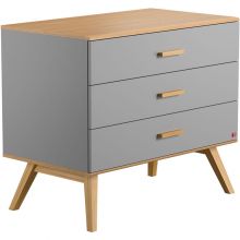 Commode 3 tiroirs Nautis gris clair/bois  par Vox