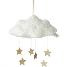 Mobile décoratif nuage avec étoiles blanc et doré  par Picca Loulou