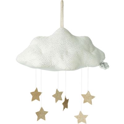 Picca Loulou - Mobile décoratif nuage avec étoiles blanc et doré