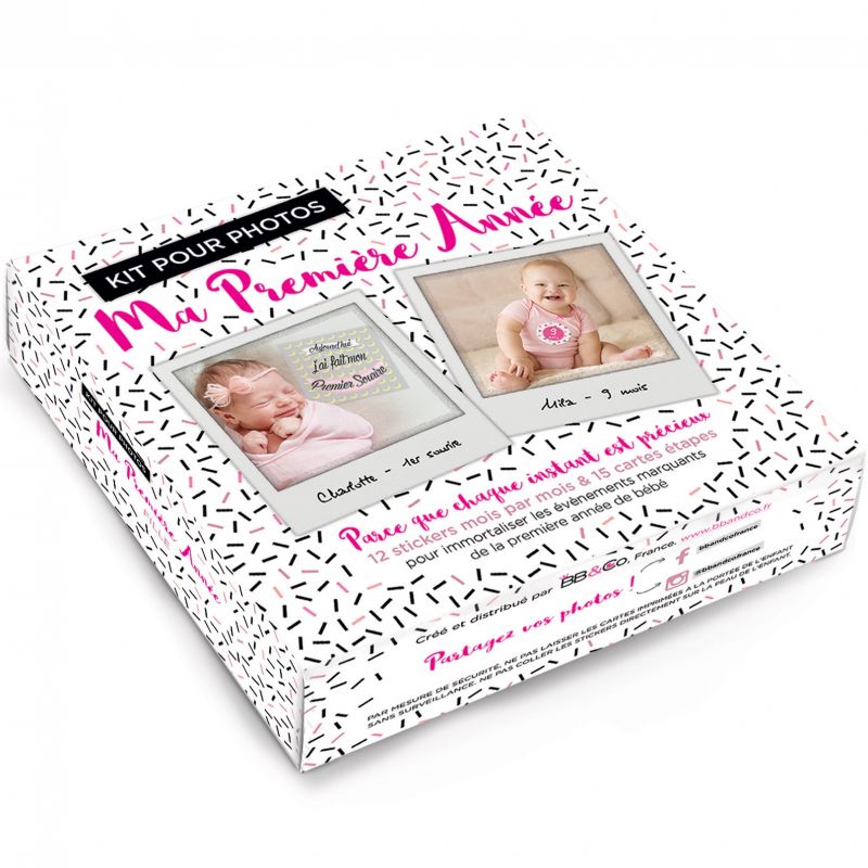 Kit pour photos souvenirs Ma Première Année rose (27 pièces) BB & Co