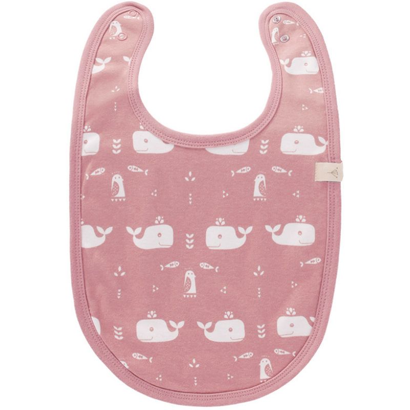 Bavoir baleine rose en coton bio (34 cm) Fresk