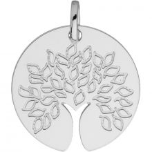 Médaille ronde Arbre de vie tronc ajouré (or blanc 750°)  par Berceau magique bijoux