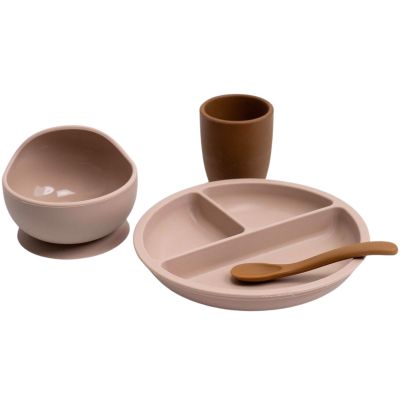 Coffret repas en silicone Sable-Caramel (4 pièces) - Reconditionné