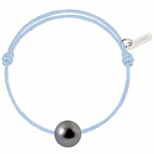 Bracelet enfant Baby Pearly cordon baby blue perle de Tahiti 7mm (or blanc 750°)  par Claverin