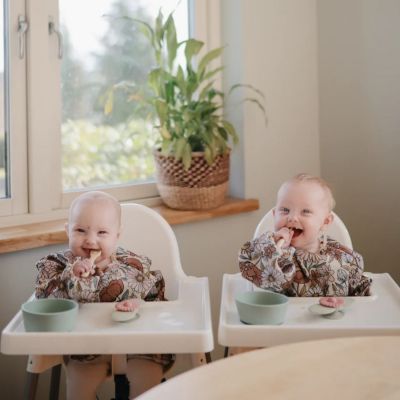 Bavoir à manches longues Retro Flowers (6-24 mois)