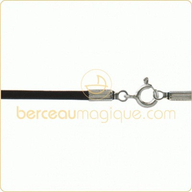 Collier cordon en coton noir (fermoir argent) Berceau magique bijoux