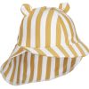 Chapeau anti-UV en seersucker Senia rayé Yellow mellow White (3-6 mois)  par Liewood