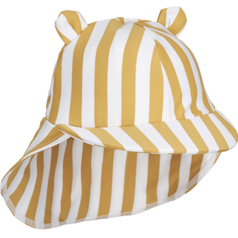Chapeau anti-UV en seersucker Senia rayé Yellow mellow White (3-6 mois) Liewood