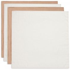 Lot de 4 langes en coton Biscuit-Ivory (70 x 70 cm) - Jollein