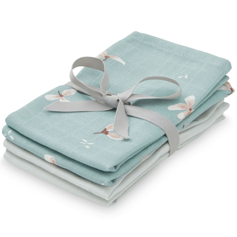 Lot de 4 mini langes en coton bio Windflower Blue-Etoile (30 x 30 cm) Cam Cam Copenhagen