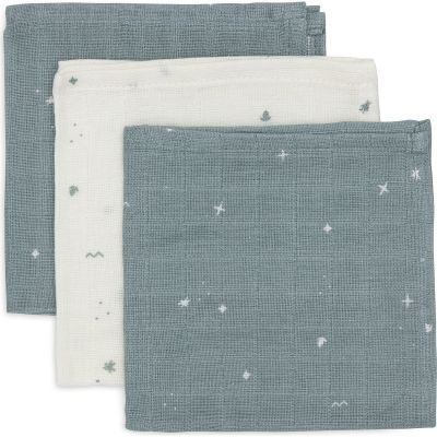 Lot de 3 mini langes en gaze de coton Sea Green (31 x 31 cm) Jollein