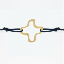 Bracelet cordon bébé pendentif Arcabas Croix évidée 16 mm (or jaune 750°)  par Maison La Couronne