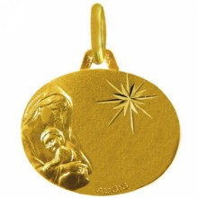Médaille ovale Maternité 18 x 14,4 mm étoile (or jaune 750°)  par Maison Augis