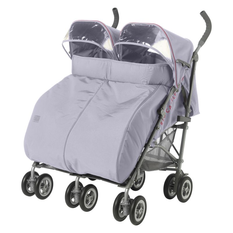 Tablier double pour poussette canne double Twixx gris perle Red Castle