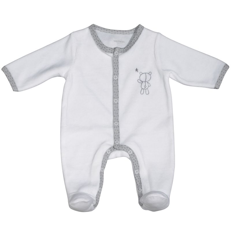 Pyjama chaud blanc nounours Céleste (1 mois) Sauthon