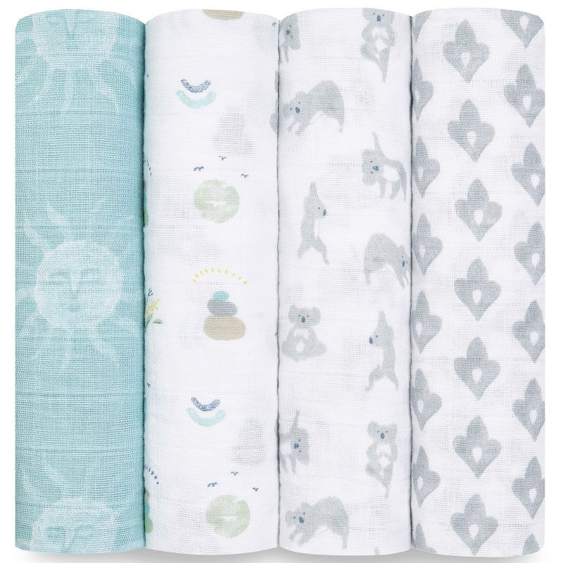 Lot de 4 maxi langes en coton Now + Zen (120 x 120 cm) aden + anais