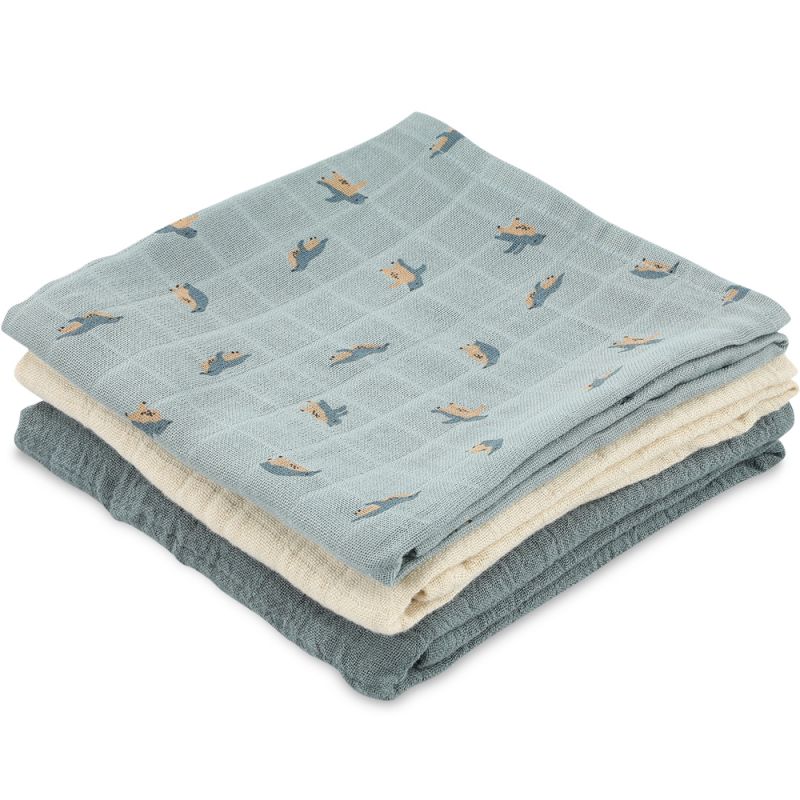 Lot de 3 langes en mousseline Peppy Penguins (55 x 55 cm) Trixie