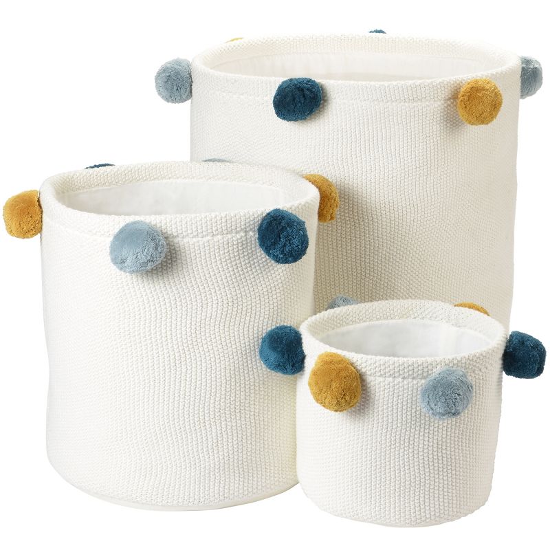 Lot de 3 paniers de rangement Lama bleu Kikadu