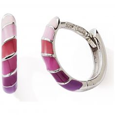 Boucles d'oreilles Créoles laquées Rose-Fushia-Violet (argent) - Baby bijoux