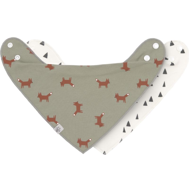 Lot de 2 bavoirs bandanas col bénitier Little Forest Renard Lässig