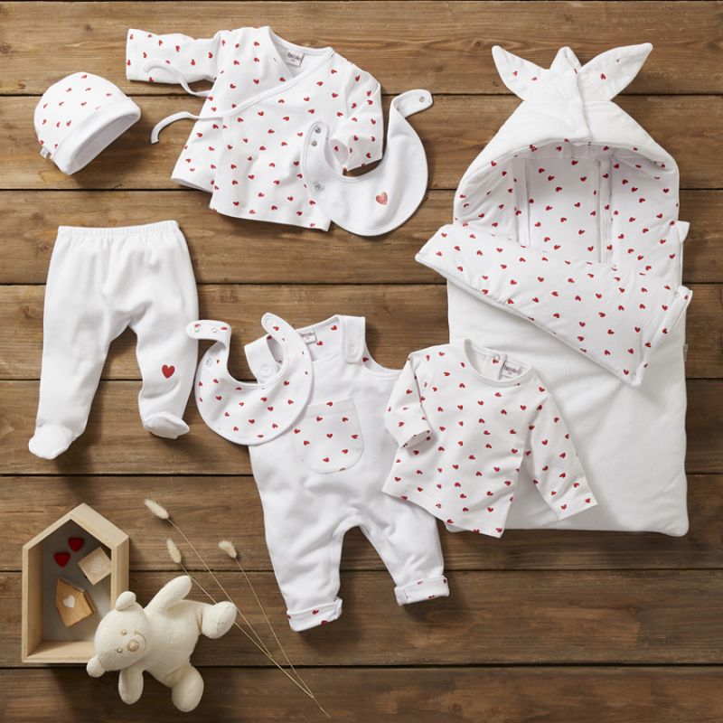 Bonnet de naissance doublé Mon petit coeur (6 mois) BB & Co Ambiance 2