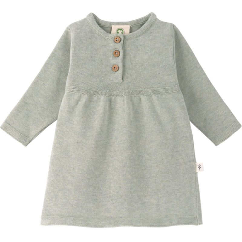 Robe tricotée en coton bio GOTS gris-vert (3-6 mois) Lässig