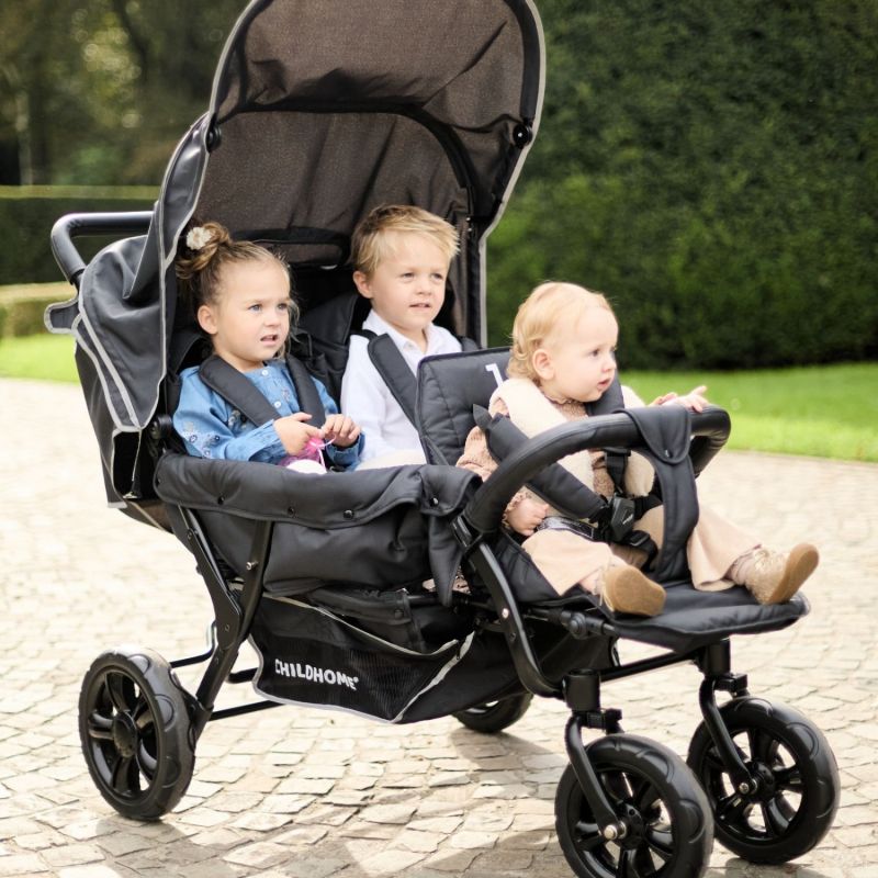 Poussette triplet noire Childhome Ambiance 2