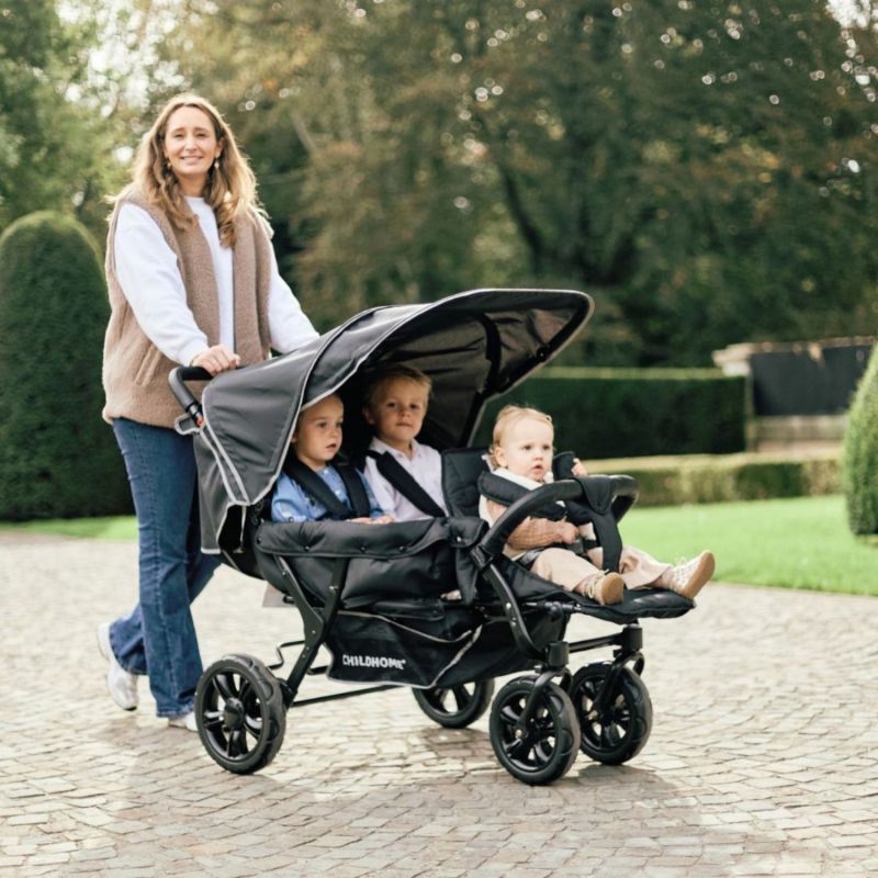 Poussette triplet noire Childhome Ambiance 3