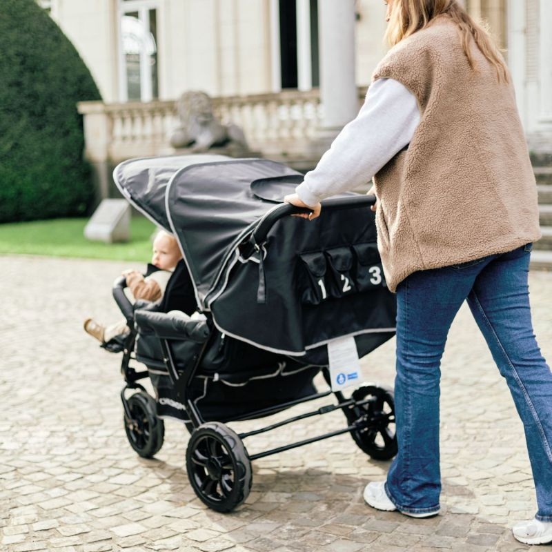 Poussette triplet noire Childhome Ambiance 6