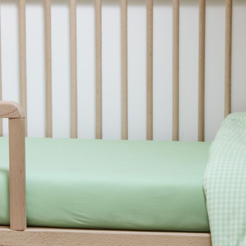 Drap housse pur coton bio Vert Aqua (60 x 120 cm) Kadolis Ambiance 5