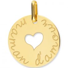 Médaille maman d'amour coeur ajouré personnalisable (or jaune 375°)  par Lucas Lucor