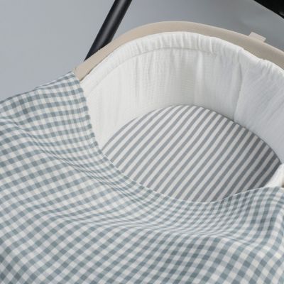 Drap housse pour nacelle Rayures et Lange Praliné Vichy Matcha