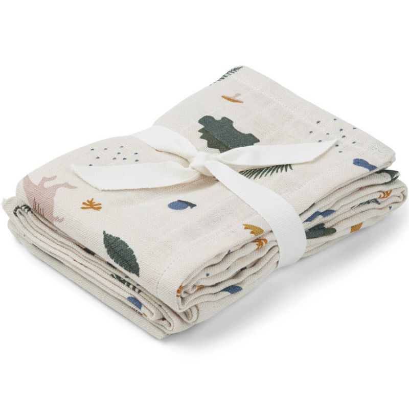 Lot de 2 langes Hannah Dino mix (70 x 70 cm) Liewood