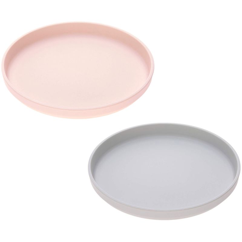 Lot de 2 assiettes plates en bambou gris et rose clair Lässig