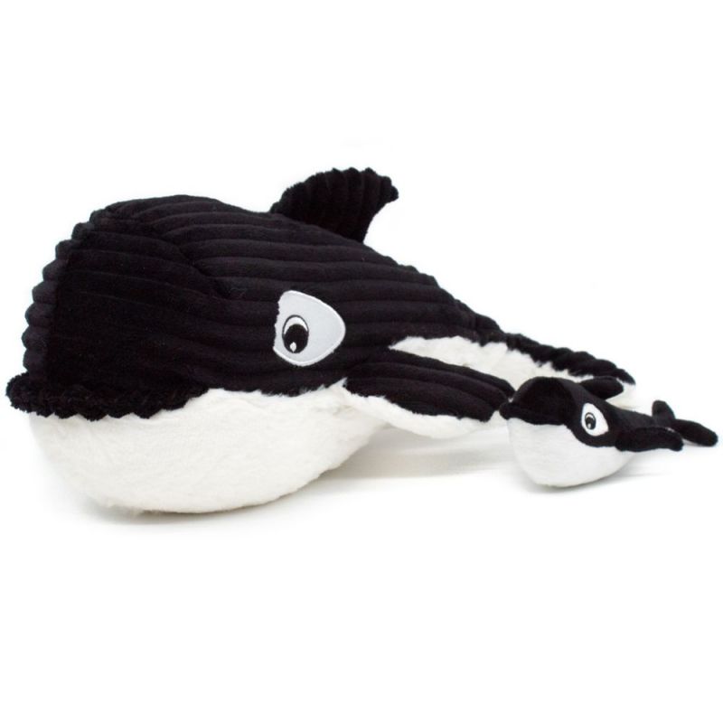 Peluche Morfalou l'orque maman et bébé Les Ptipotos noir Les Déglingos