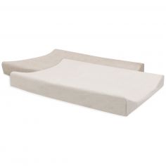 Lot de 2 housses de matelas à langer en éponge Oatmeal-Sand (50 x 70 cm) - Jollein