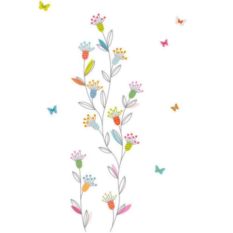 Sticker farandole de fleurs et papillons Série-Golo