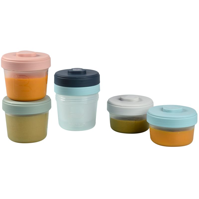 Lot de 6 pots de conservation bleu et rose (90 ml et 150 ml) Béaba
