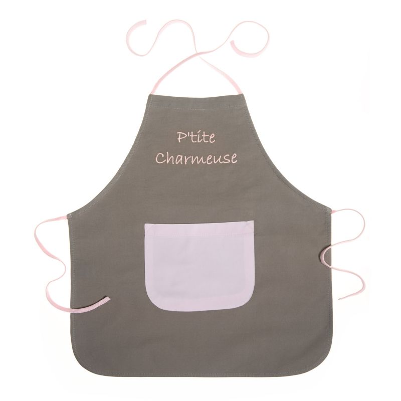 Tablier ''P'tite charmeuse'' taupe et rose (3-5 ans) BB & Co