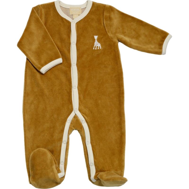 Pyjama en velours camel Sophie la girafe (1 mois) Trois Kilos Sept