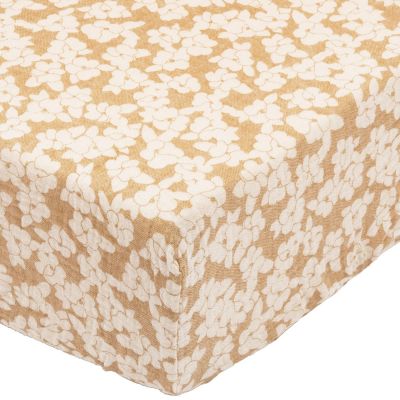 Drap housse bebé en double gaze de coton Wabi-Sabi (70 x 140 cm) Golden Brown Sakura Nobodinoz