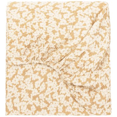 Drap housse bebé en double gaze de coton Wabi-Sabi (70 x 140 cm) Golden Brown Sakura