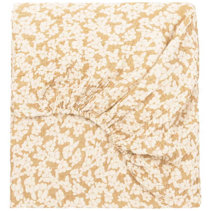 Drap housse bebé en double gaze de coton Wabi-Sabi (70 x 140 cm) Golden Brown Sakura Nobodinoz Produit 2